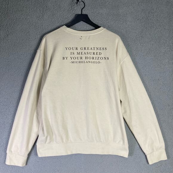 Unisex Ivory Michelangelo Art Graphic Crewneck Sweatshirt Unisex XL - Picture 2 of 10